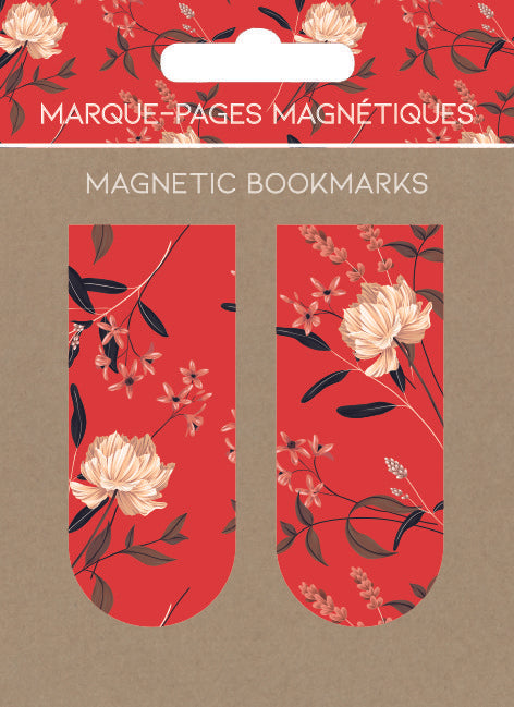 MARCAPAGINAS MAGNETICOS MOTIF ROUGE AVEC FLEURS FLORES | 6 UNIDADES | (PICTURA)