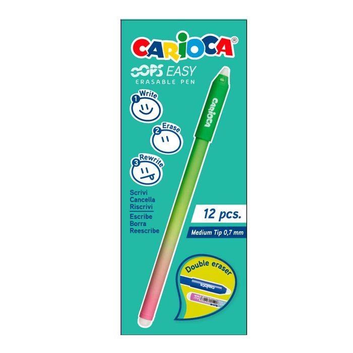 BOLIGRAFO BORRABLE CARIOCA OPPS EASY VERDE | 12 UNIDADES | (UNIVERSAL ESPAÑOLA S,A,)