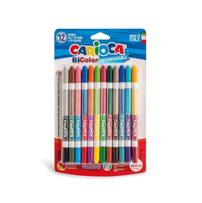 Rotulador Carioca Bicolor Blister 12 Colores Surtidos | Universal Española S,A, | Pack 1 Unidades