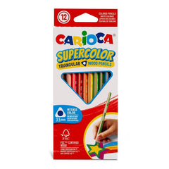 LAPIZ CARIOCA SUPERCOLOR TRIANGULAR 12 COLORES SURTIDOS | 12 UNIDADES | (UNIVERSAL ESPAÑOLA S,A,)
