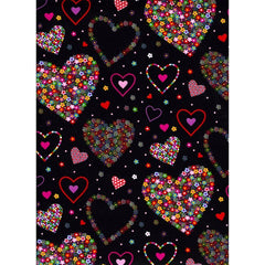 BOBINA PAPEL REGALO ANCHO 62CM CORAZONES FONDO NEGRO | SADOCH | 1 UNIDAD | 8006715271805