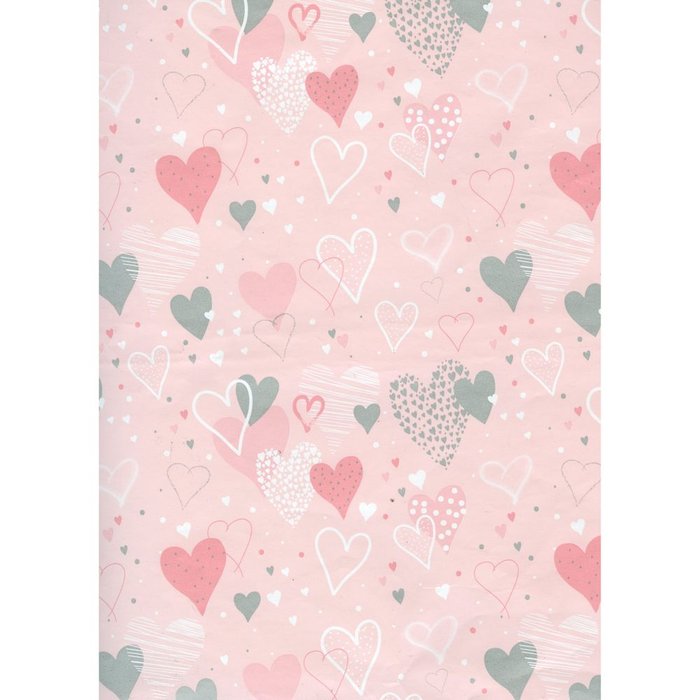 BOBINA PAPEL REGALO ANCHO 62CM CORAZONES TONOS SUAVES | SADOCH | 1 UNIDAD | 8006715271829