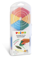 TRIANGULOS CERA 5 MM 12 COLORES EN CAJA DE PLASTICO | 1 UNIDADES | (PRIMO)