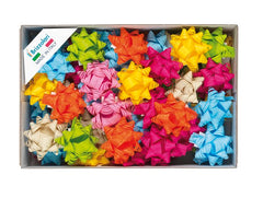 CAJA 100 COCAS ESTRELLA ADHESIVA RAFIA 19MM SURTIDAS | BRIZZOLARI | 1 UNIDAD | 8031653009135