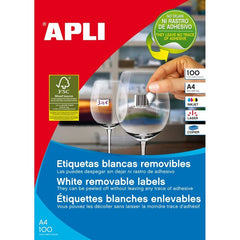 ETIQUETAS BLANCAS REMOVIBLES 36,8 X 23,8 MM 100 HOJAS | 1 UNIDADES | (APLI)