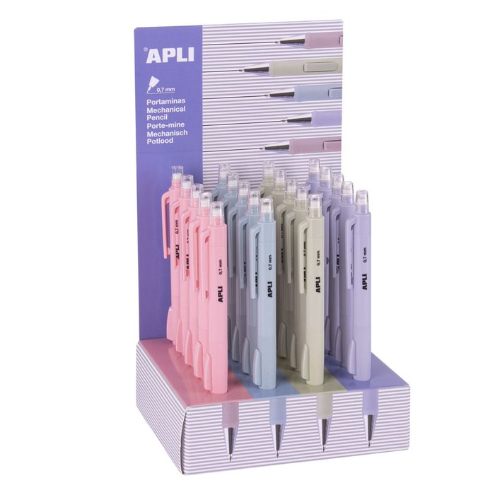 EXPOSITOR 20 PORTAMINAS 0,7 MM COLOR PASTEL SURTIDOS | 20 UNIDADES | (APLI)