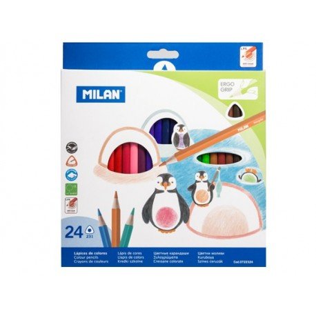 CAJA 24 LAPICES COLORES TRIANGULARES MILAN | 1 UNIDADES | (MILAN)