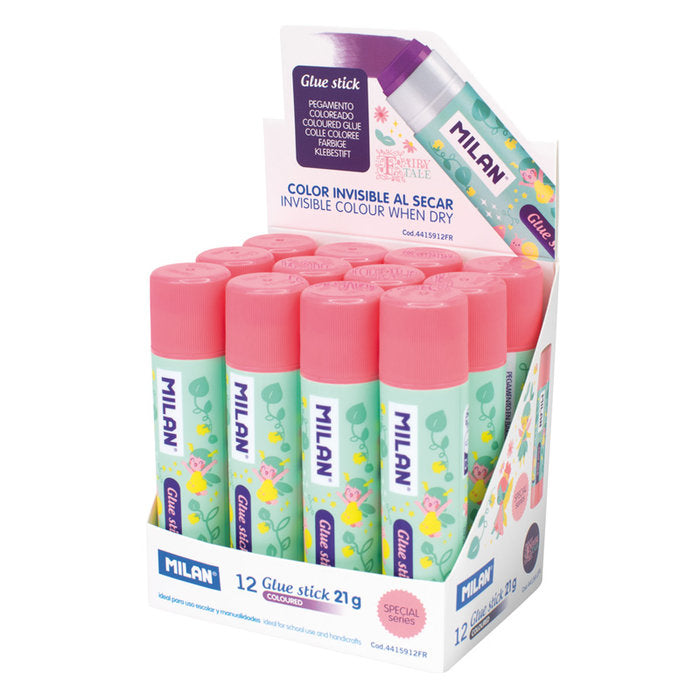 EXPOSITORA 12 BARRA PEGAMENTO VIOLETA 21G SERIE FAIRY TALE | 12 UNIDADES | (MILAN)