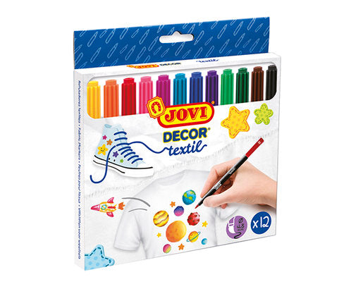 Rotulador Jovidecor Textil Acryl C/12 Colores Surtidos | Jovi | Pack 1 Unidades