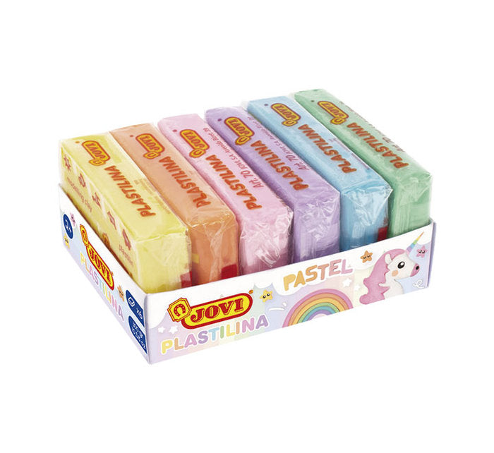 PLASTILINA BANDEJA 6 PASTILLAS 50 G COLORES SURTIDOS PASTEL | 1 UNIDADES | (JOVI)