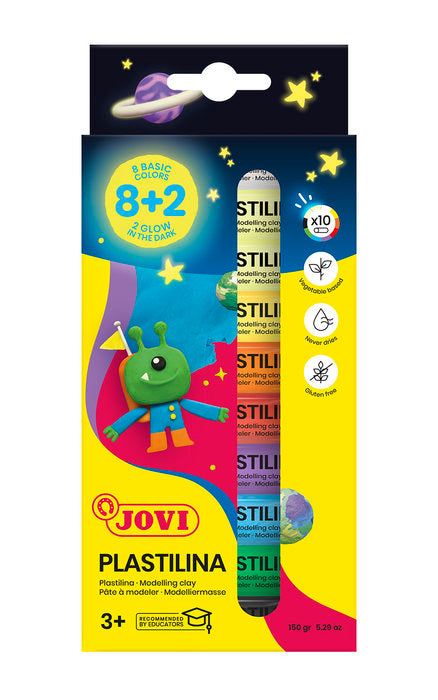PLASTILINA JOVI 8 COLORES BASICOS + 2 FOSFORESCENTE | 1 UNIDADES | (JOVI)