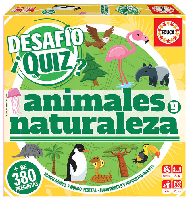JUEGO DESAFIO QUIZ ANIMALES Y NATURALEZA | EDUCA-BORRAS | 1 UNIDAD | 8412668182196