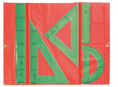 ESTUCHES DIBUJO JUEGO DE REGLAS 5 PZS, CIERRE VELCRO | SAFTA BASICO