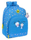 Mochila escolar Adapt. carro Safta azul 42cm