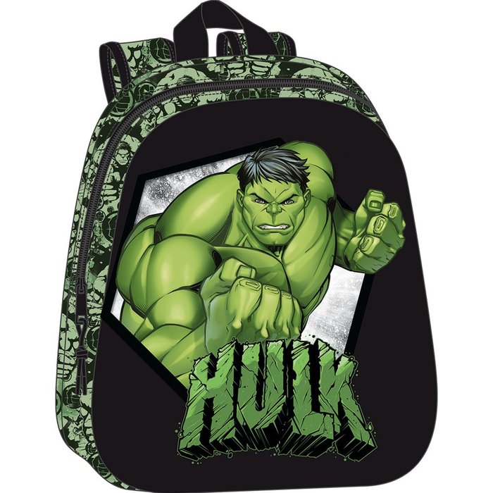 MOCHILA GUARDERIA 3D HULK 33X27CM | SAFTA, S,A,