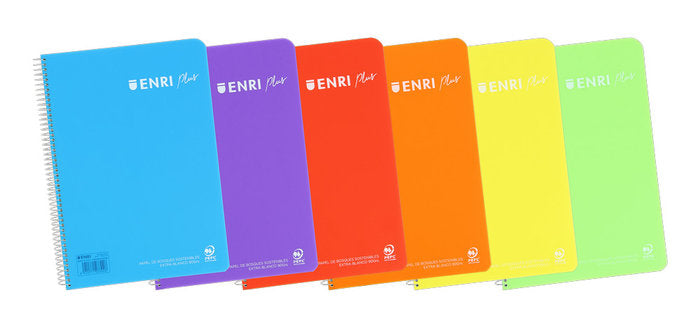 Bloc Espiral A4 Liso 80H 90g | Enri 2000, S,A, | Polipropileno | Formato A4 | Pack 5 Unidades