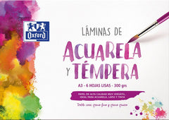 SOBRE 6 LAMINAS ACUARELA A3 300G | 1 UNIDADES | (OXFORD)