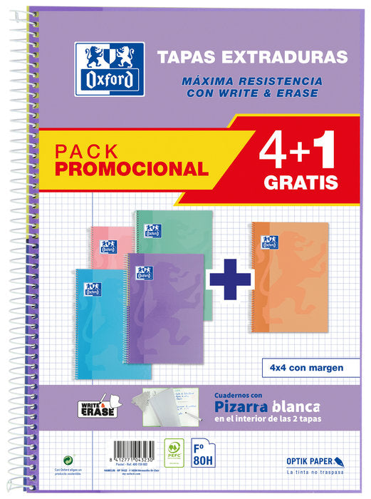 Bloc Espiral A4 Liso 80H 90g | Oxford | Cartón | Formato A4 | Pack 1 Unidades