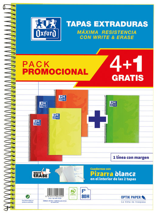 Bloc Espiral A4 Liso 80H 90g | Oxford | Cartón | Formato A4 | Pack 1 Unidades