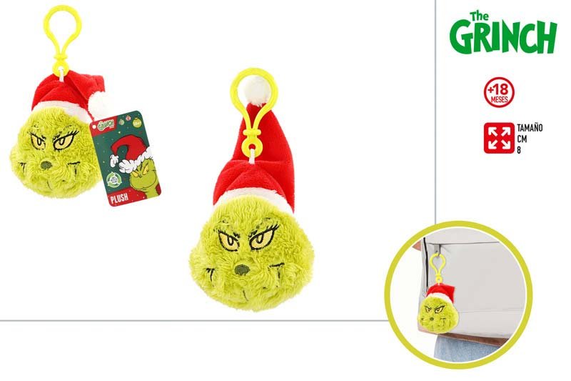 LLAVERO PELUCHE 8CM CABEZA GRINCH | COLORBABY | 1 UNIDAD | 8412842777002