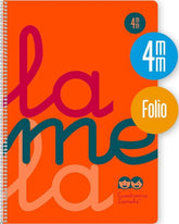 ✅ BLOC LAMELA 5MM ESPIRAL MUELLE FOLIO 80H 90GR CUADROVIA PLASTIC NARANJA
