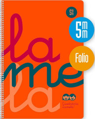 ✅ BLOC LAMELA 5MM ESPIRAL MUELLE FOLIO 80H 90GR CUADROVIA PLASTIC NARANJA
