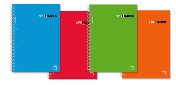 Bloc Espiral Estándar Liso 160H 90g | Pacsa | Cartón | Formato Estándar | Pack 4 Unidades