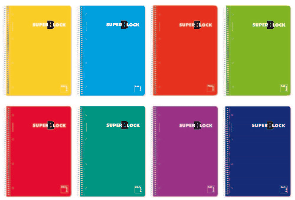 Bloc Espiral Estándar Liso 160H 90g | Pacsa | Cartón | Formato Estándar | Pack 4 Unidades