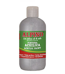 PINTURA ACRILICA ESCOLAR BOTELLA 250 ML PLATA | 1 UNIDADES | (ALPINO)