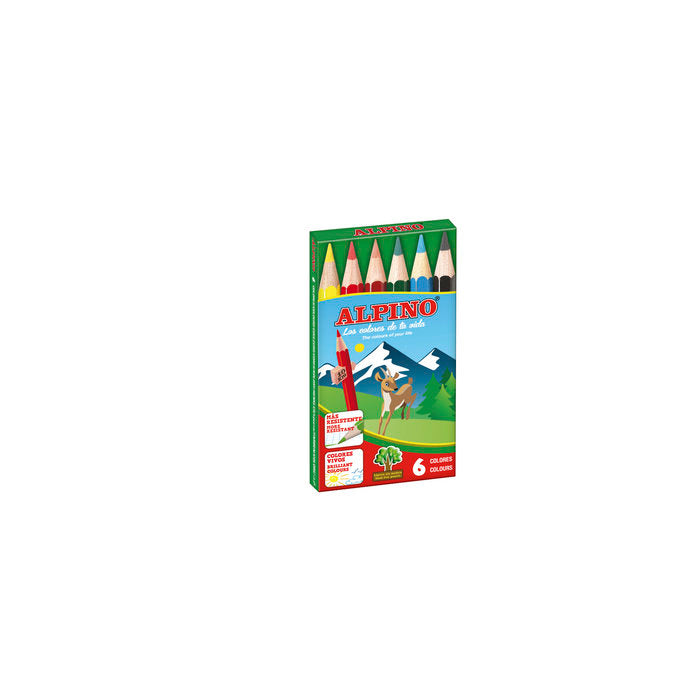LAPIZ ALPINO CORTO 6 COLORES SURTIDOS | 24 UNIDADES | (ALPINO)
