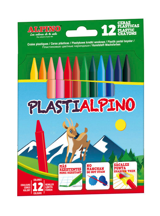 CERA PLASTIALPINO 12 COLORES SURTIDOS | 24 UNIDADES | (ALPINO)
