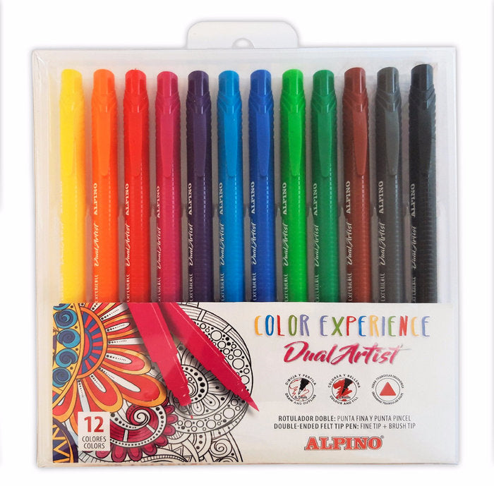 Rotulador Dual Artist Color Experience 12 Colores Surtidos | Alpino | Pack 1 Unidades