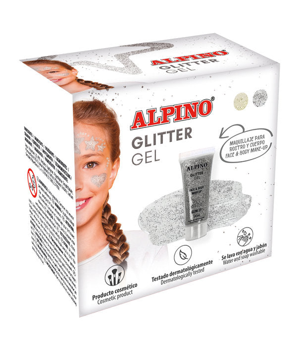 MAQUILLAJE ALPINO GLITTER GEL PLATA | 6 UNIDADES | (ALPINO)
