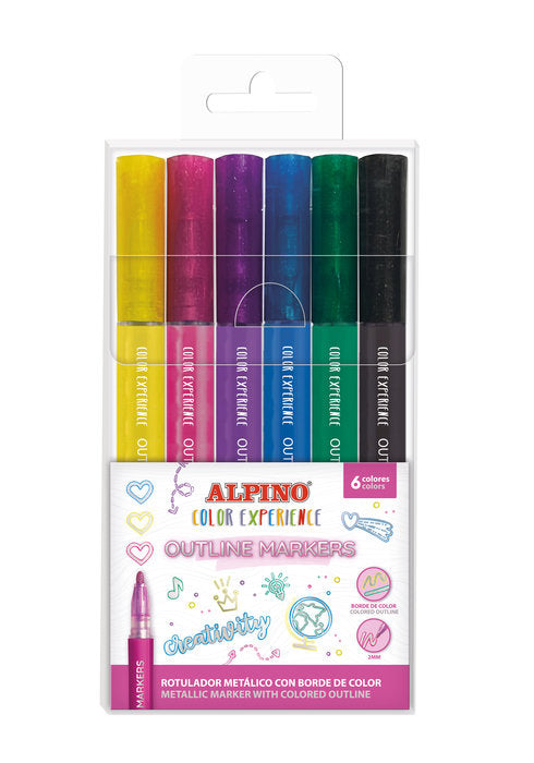 Rotulador Color Experience Outliner Marker 6 Colores | Alpino | Pack 1 Unidades
