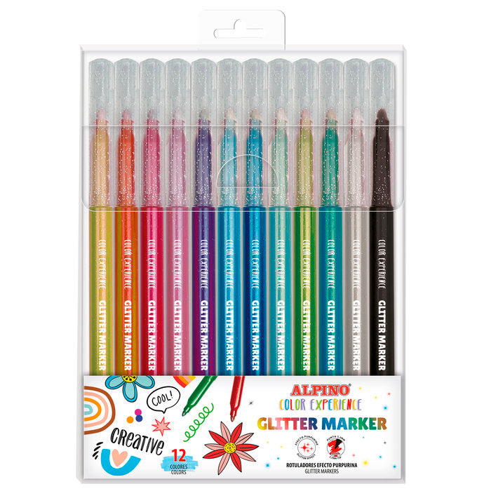 Rotulador Alpino Color Experience Glitter 12 Color Surtido | Alpino | Pack 1 Unidades