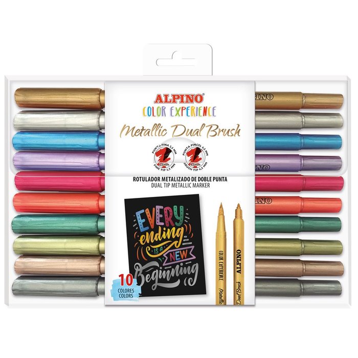 Rotulador Alpino 10 Colores Experience Dual Brush Metallic | Alpino | Pack 1 Unidades