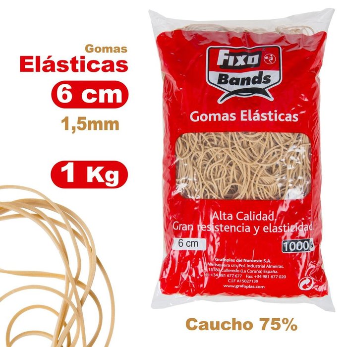 GOMAS ELASTICAS 1,5 MM X 6 CM FIXO BOLSA 1 KG | 1 UNIDADES | (GRAFOPLAS)