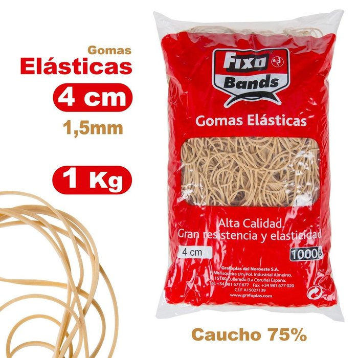 GOMAS ELASTICAS 1,5 MM X 4 CM FIXO BOLSA 1 KG | 1 UNIDADES | (GRAFOPLAS)