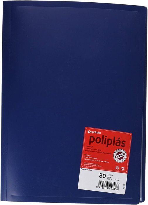 CARPETA 30 FUNDAS FUNDAS POLIPLAS AZUL | 1 UNIDADES | (GRAFOPLAS)