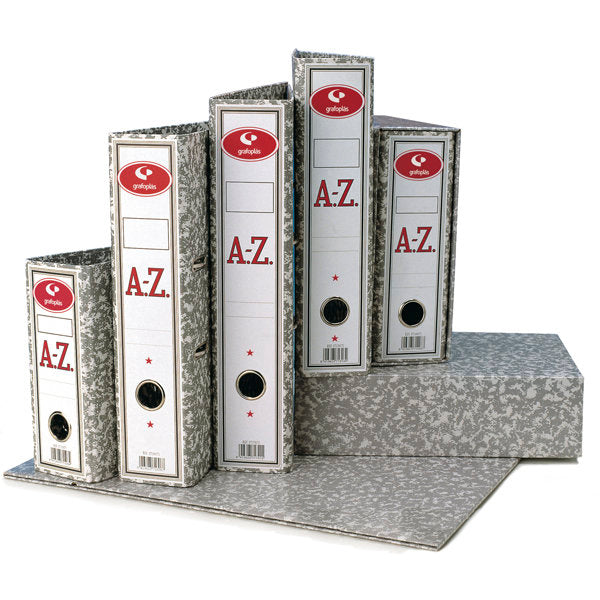 CAJA ARCHIVADOR A5 JASPEADO GRIS | 24 UNIDADES | (GRAFOPLAS)