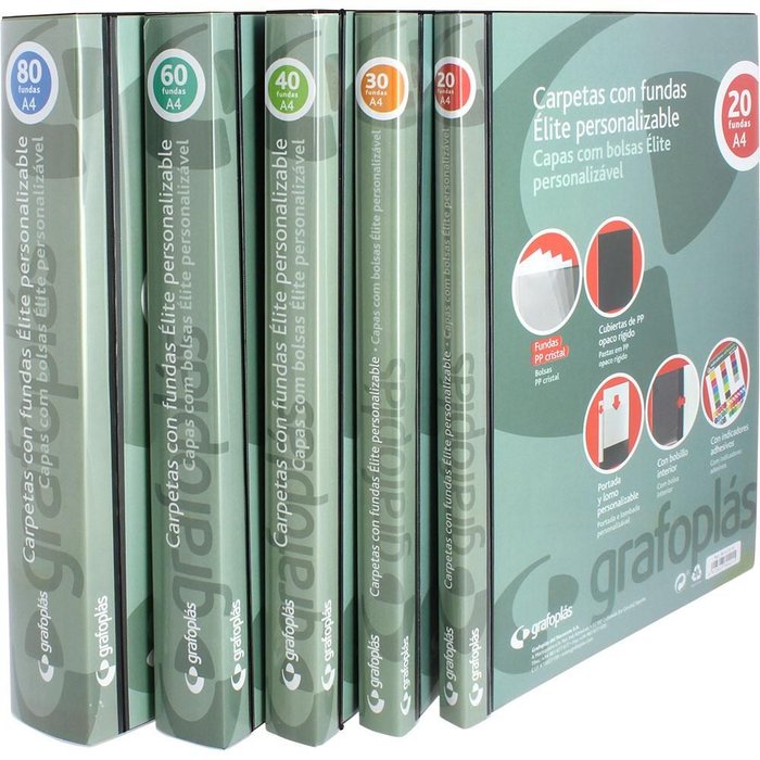 CARPETA FUNDAS A5 PERSONALIZADAS PP 20 FUNDAS NEGRO ELITE | 1 UNIDADES | (GRAFOPLAS)