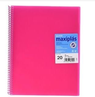 CARPETA 20 FUNDAS MAXIPLAS TRANSPARENTE FUCSIA CON SOBRE | 1 UNIDADES | (GRAFOPLAS)