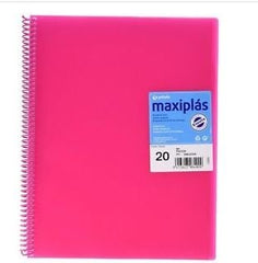 CARPETA 20 FUNDAS MAXIPLAS TRANSPARENTE FUCSIA CON SOBRE | 1 UNIDADES | (GRAFOPLAS)