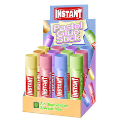 EXPOSITOR 12 BARRAS ADHESIVA INSTANT 20 GRS COLORES PASTEL | 12 UNIDADES | (INSTANT)