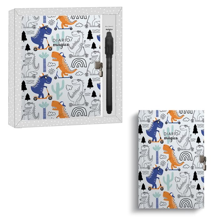 DIARIO CON BOLIGRAFO MAGICO DINOSAURIOS 90P Y CERRADURA | 1 UNIDADES | (ARGUVAL, S,L,)
