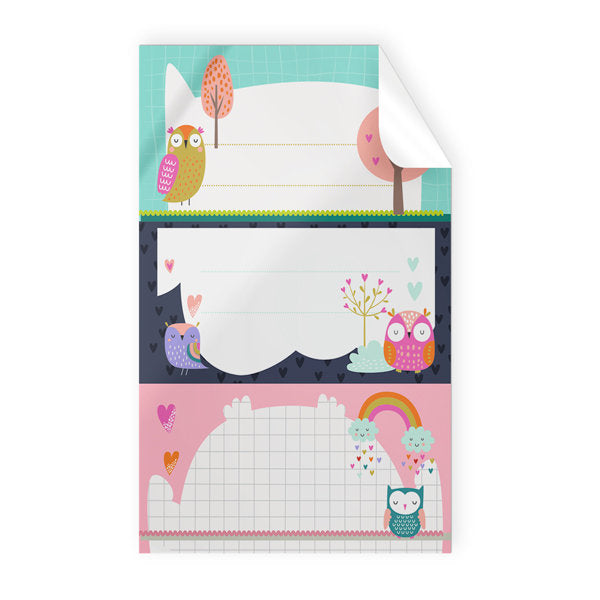 ETIQUETAS ESCOLARES ADHESIVAS ESCOLARES BUHOS 9U | 10 UNIDADES | (ARGUVAL, S,L,)