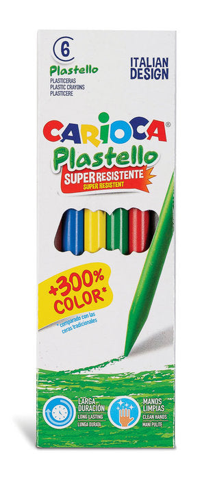 CERA CARIOCA PLASTELLO 6 COLORES SURTIDOS | 12 UNIDADES | (UNIVERSAL ESPAÑOLA S,A,)