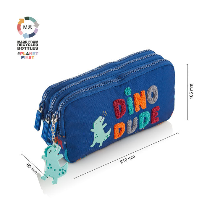 PORTATODO TRIPLE RECTANGAR RECICLADO FUN DINO | MIQUELRIUS DISEÑO