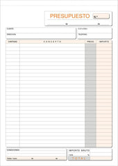TALONARIO PRESUPUESTO Fº T-96 NATURAL DUPLICADO AUTOCOPIANT | 10 UNIDADES | (LOAN INDUSTRIAS GRAFICAS)