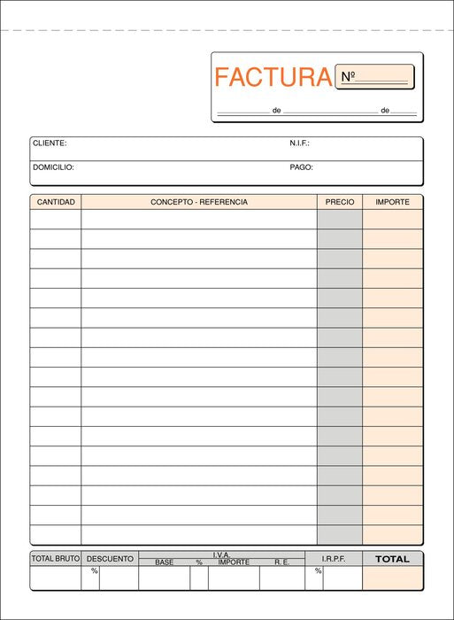 TALONARIO FACTURAS 4º T-63 NATURAL DUPLICADO AUTOCOPIANTE | 10 UNIDADES | (LOAN INDUSTRIAS GRAFICAS)